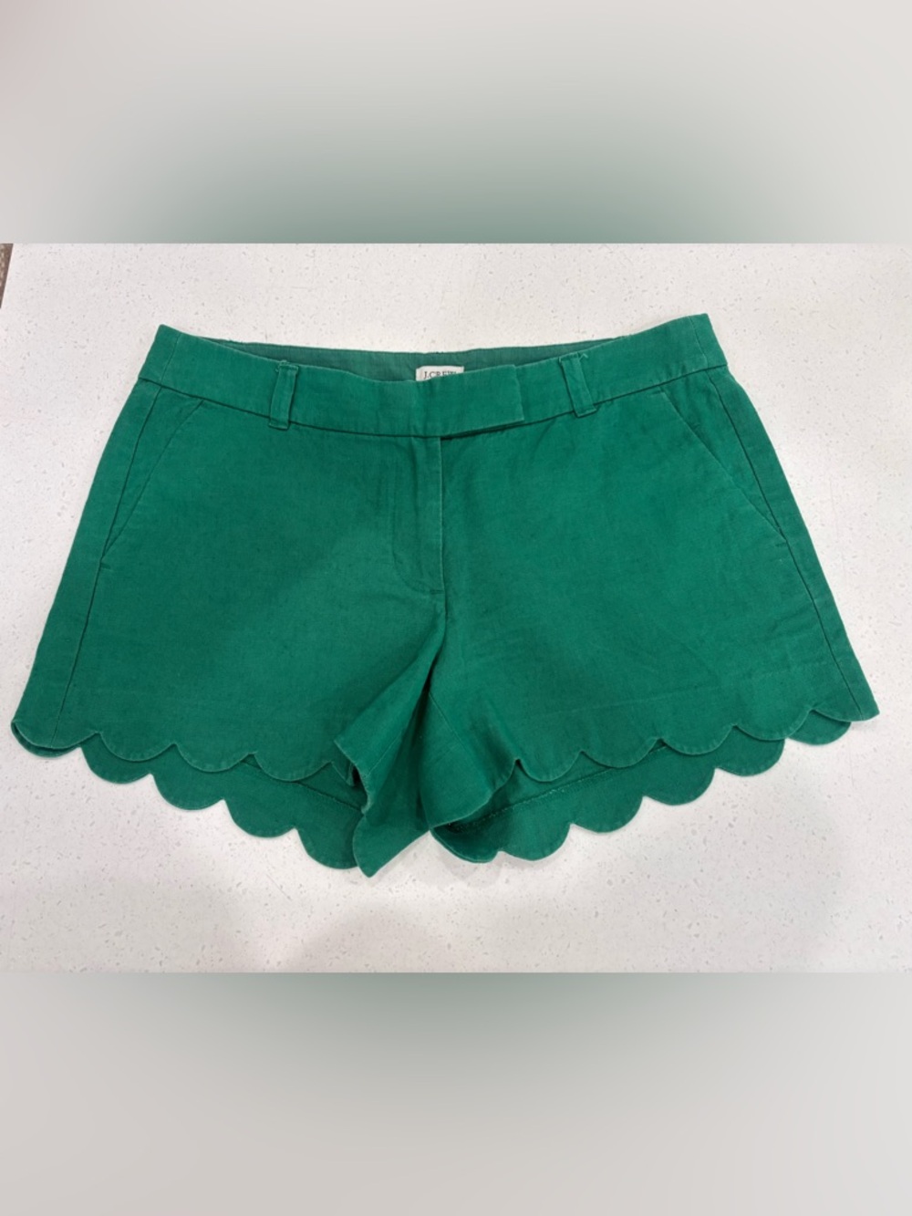 Set of 4 J. Crew Linen Scallop Hem Shorts Coral, Green, Black, White Size 10 - Picture 4 of 15